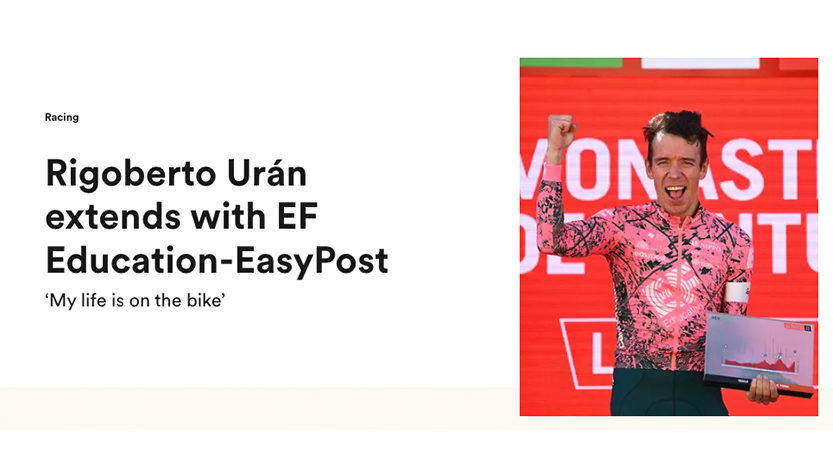 EF Pro Cycling News Update : Rigoberto Urán extends with EF Education