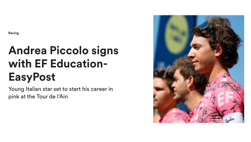 EF Pro Cycling News Update: Andrea Piccolo signs with EF Education-EasyPost