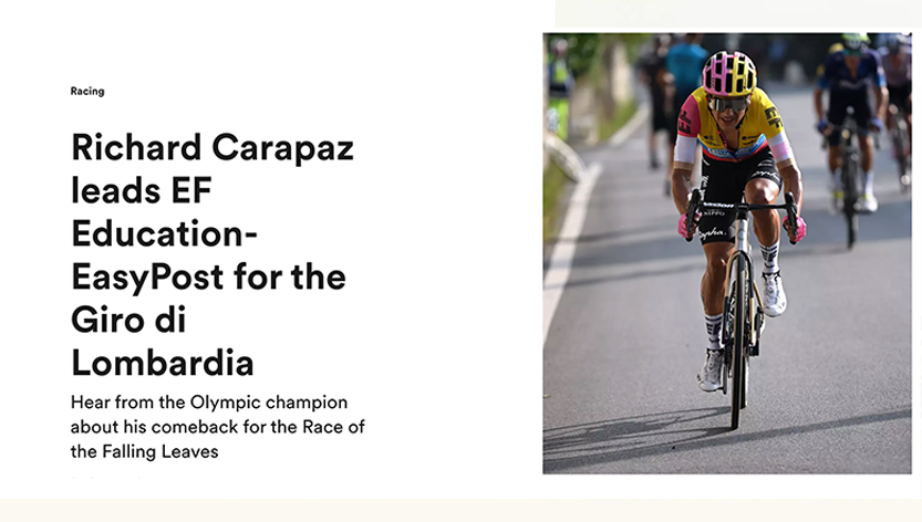 EF Pro Cyling News Update: Richard Carapaz leads EF Education-EasyPost for the Giro di Lombardia