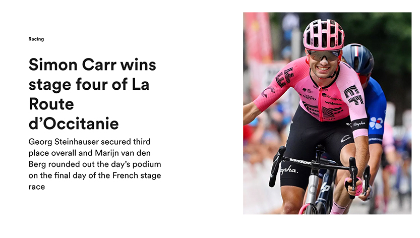 EF Pro Cycling News Update : Simon Carr wins stage four of La Route d’Occitanie